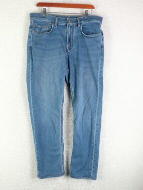 Faherty Jeans Mens 34X30 Blue Medium Wash Straight Leg Lightweight Stretch